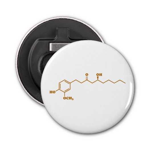 Ginger Gingerol Molecule Chemical Formule Button Flesopener (Voorkant)