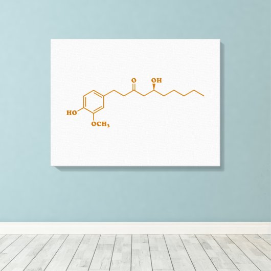 Ginger Gingerol Molecule Chemical Formule Canvas Afdruk (Insitu (Houten vloer))