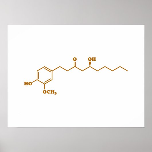 Ginger Gingerol Molecule Chemical Formule Poster (Voorkant)