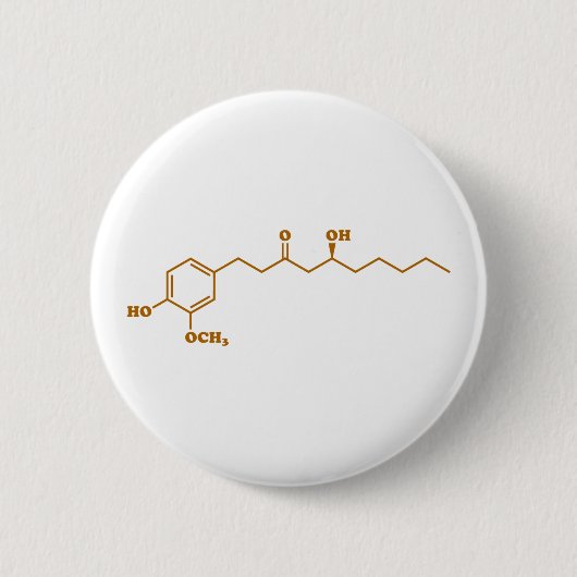 Ginger Gingerol Molecule Chemical Formule Ronde Button 5,7 Cm (Voorkant)