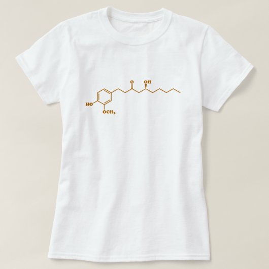 Ginger Gingerol Molecule Chemical Formule T-shirt (Design voorkant)