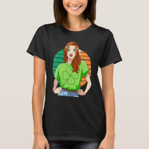 Ginger Girl Leprechaun St Patricks Day C Leaf T-shirt