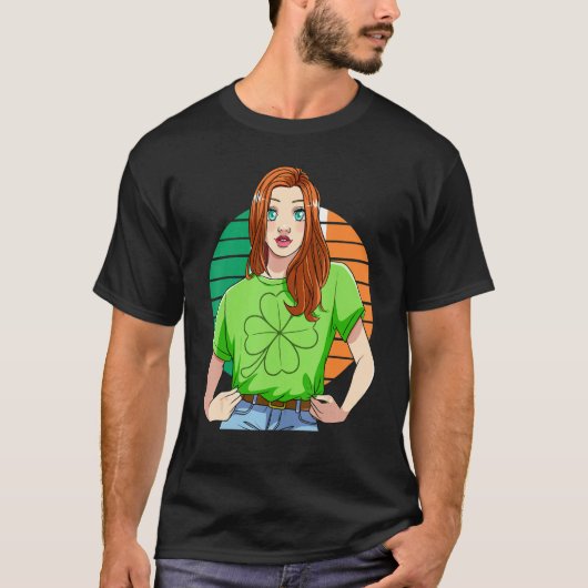 Ginger Girl Leprechaun St Patricks Day C Leaf T-shirt (Voorkant)