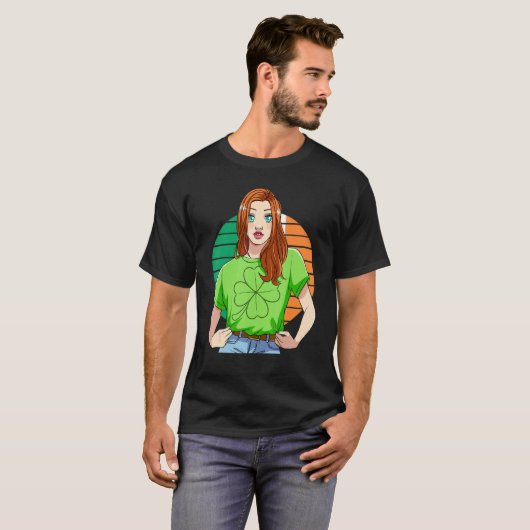 Ginger Girl Leprechaun St Patricks Day C Leaf T-shirt (Voorkant volledig)