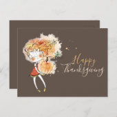 Ginger Girl met Pumpkin Thanksgiving Briefkaart (Voorkant / Achterkant)