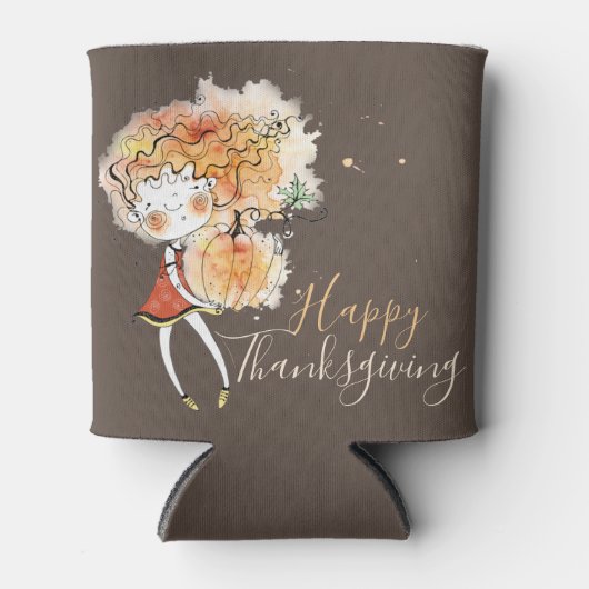 Ginger Girl met Thanksgiving pompoen Blikjeskoeler (Voorkant)