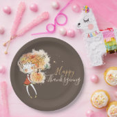 Ginger Girl met Thanksgiving pompoen Papieren Bordje (Feest)