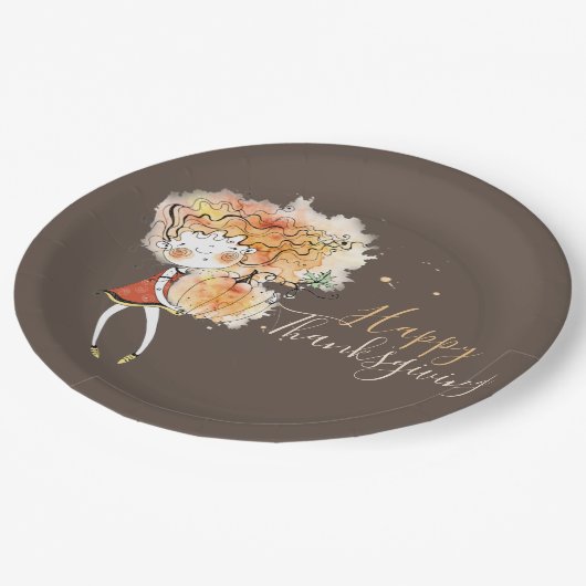 Ginger Girl met Thanksgiving pompoen Papieren Bordje (Gekanteld)