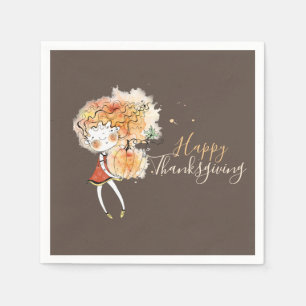 Ginger Girl met Thanksgiving pompoen Servet