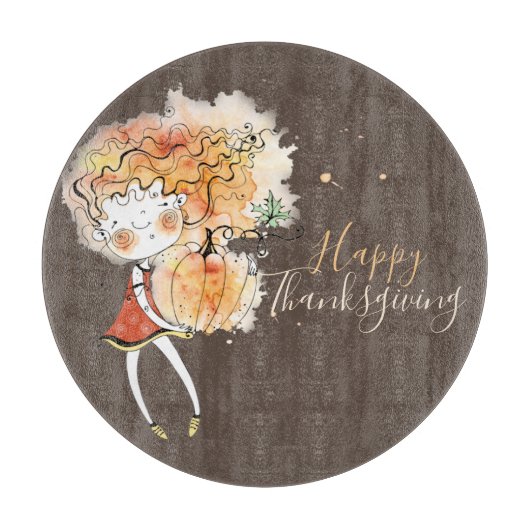 Ginger Girl met Thanksgiving pompoen Snijplank (Voorkant)