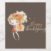 Ginger Girl met Thanksgiving pompoen Wijn Etiket (Enkel label)