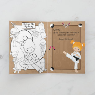Ginger Girls Karate Kleurplaat Gelukkige Verjaarda Kaart