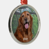 Ginger Golden Retriever Round Ornament, aangepast Metalen Ornament (Rechts)
