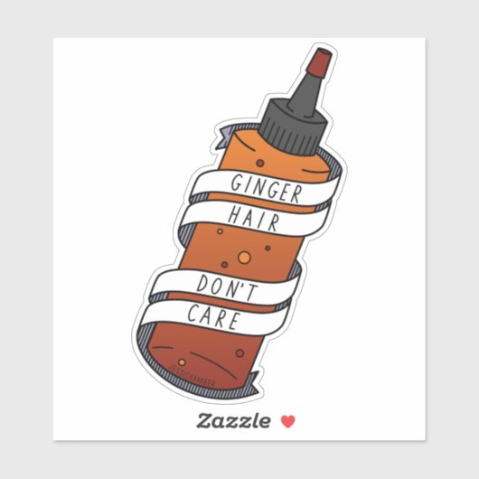 Ginger Hair Dye Bottle Funny Cartoon Slogan Sticker (Vel)