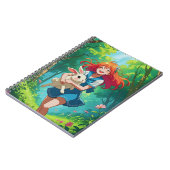 Ginger-harige anime meisje met haar konijn notitieboek (Linkerzijde)
