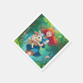 Ginger-harige anime meisje met haar konijn servet (Hoek)