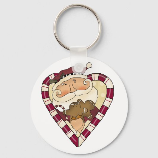 Ginger Heart Santa T-shirts en cadeaus Sleutelhanger (Voorkant)