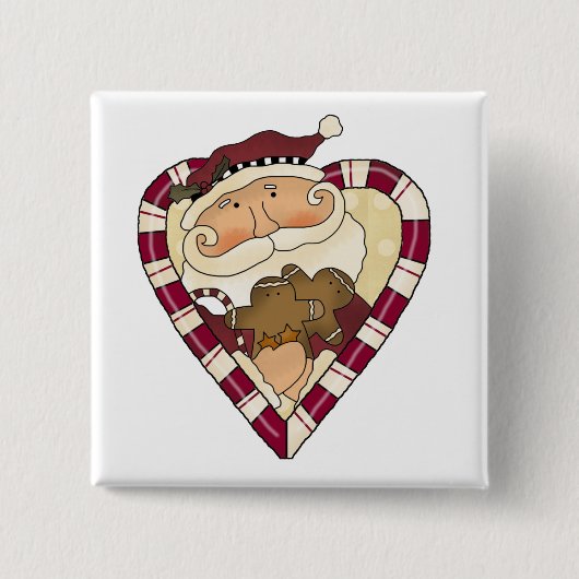Ginger Heart Santa T-shirts en cadeaus Vierkante Button 5,1 Cm (Voorkant)