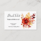 Ginger Herfst Bloemen Drink Ticket Behuizing Kaart (Voorkant)