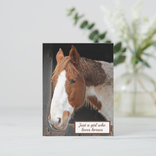 Ginger Horse op Boerderij Gewoon een meisje dat va Briefkaart (Staand voorkant)