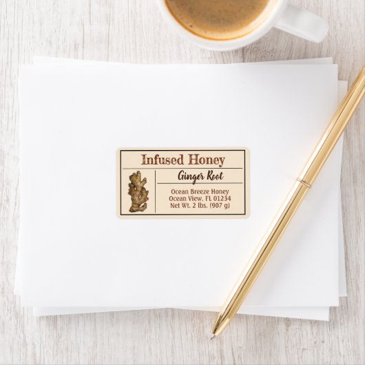 Ginger Infused Honey Jar Goldenrod Product Etiket (Insitu)