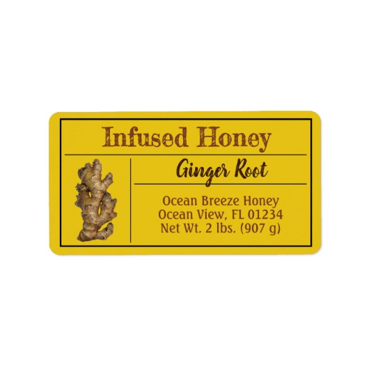 Ginger Infused Honey Jar Product Etiket (Voorkant)