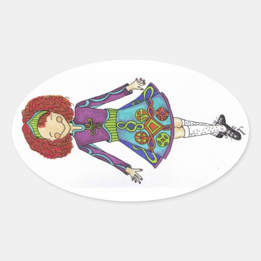 Ginger Irish Dancer Sticker (Voorkant)