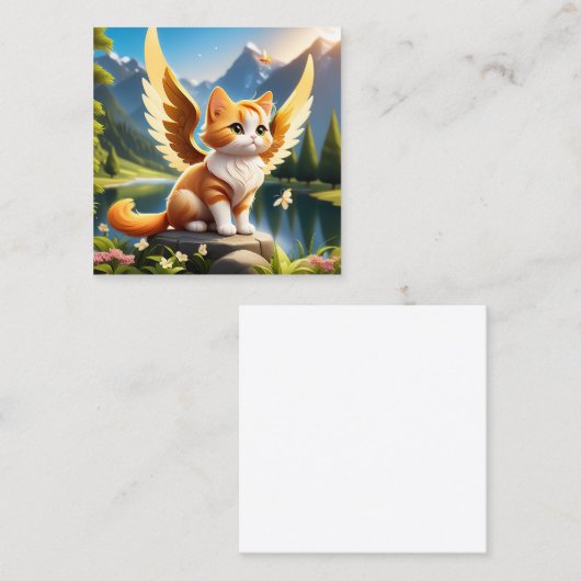 Ginger is een mooie engelkat met vleugels. Zij hee Vierkante Visitekaartje (Voorkant / Achterkant)
