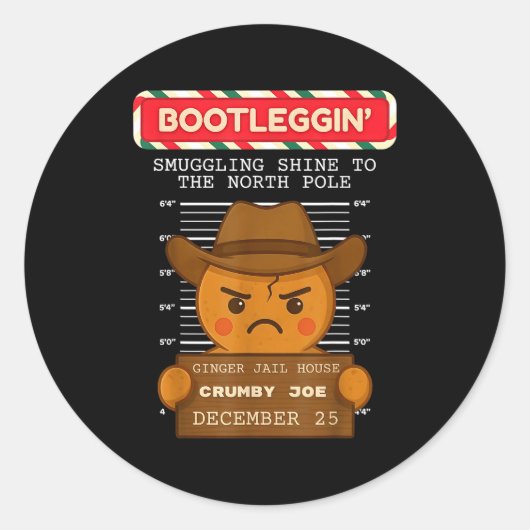 Ginger Jailhouse Christmas Humor Gingerbread Coupl Ronde Sticker (Voorkant)