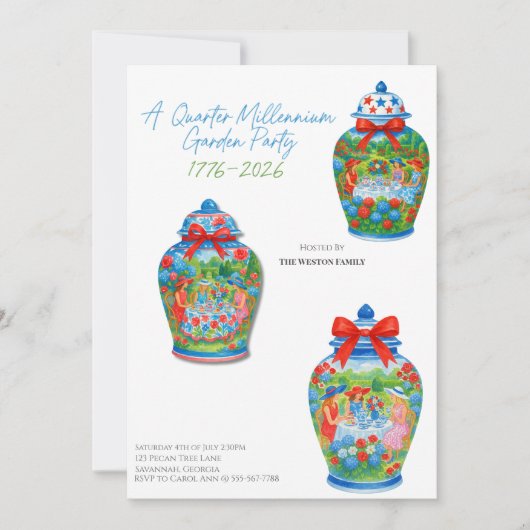 Ginger Jar 250ste Jubileum Tuin Partij Kaart (Voorkant)