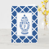 Ginger Jar & Bamboo | Monogram P | Note-Kaart Kaart (Gele Bloem)