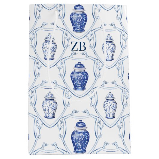 Ginger Jar Blauw en Wit Chinoiserie Medium Cadeauzakje (Voorkant)