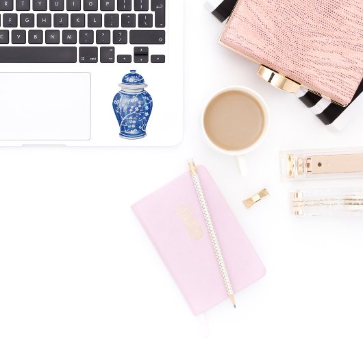 Ginger Jar Blue met naam Vinyl Sticker