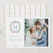 Ginger Jar & Christmas Berries Crest Monogram Kaart (Voorkant / Achterkant)