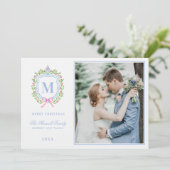 Ginger Jar & Christmas Berries Crest Monogram Kaart (Staand voorkant)