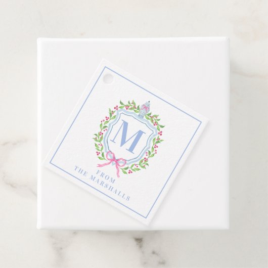 Ginger Jar & Christmas Berries Monogram Bedankjes Labels (In situ)