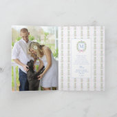 Ginger Jar & Christmas Berries Monogram Foto Kaart (Binnen)