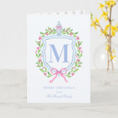 Ginger Jar & Christmas Berries Monogram Foto Kaart (Gele Bloem)
