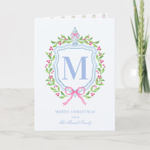 Ginger Jar & Christmas Berries Monogram Foto Kaart