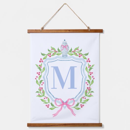 Ginger Jar & Christmas Berries Monogram Hangend Wandkleed (Voorkant)