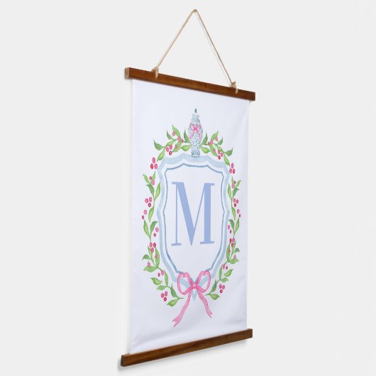 Ginger Jar & Christmas Berries Monogram Hangend Wandkleed (Gebogen)