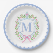 Ginger Jar & Christmas Berries Monogram Scalloped Papieren Bordje (Voorkant)