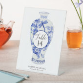 Ginger Jar Dragonfly Navy Blauw Wit Bruiloft Reclamebord Met Voetstuk (Insitu)