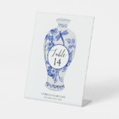 Ginger Jar Dragonfly Navy Blauw Wit Bruiloft Reclamebord Met Voetstuk (Voorkant)