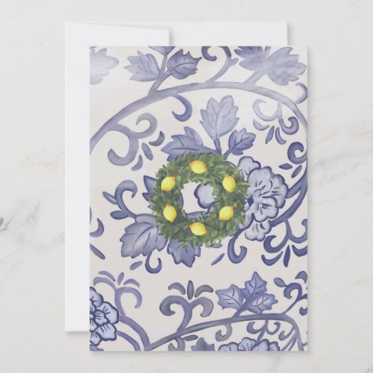 Ginger Jar en Boxwood met Lemons Shower Invitation Kaart (Achterkant)