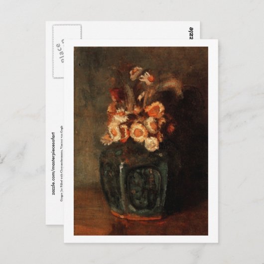 Ginger Jar met Chrysanthemums, Vincent van Gogh Briefkaart (Voorkant / Achterkant)