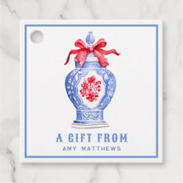 Ginger Jar met rode strik gepersonaliseerd Bedankjes Labels