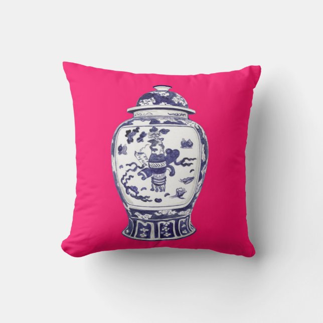 Ginger Jar op Fuschia 2-zijdig afbeelding Kussen (Voorkant)