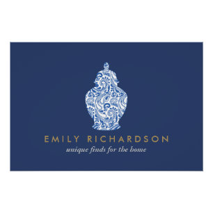 Ginger Jar Pottery Blauw/Wit Logo Downloaden Perfect Poster