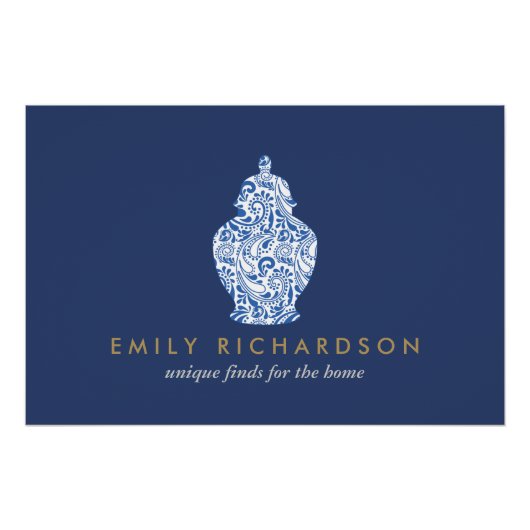 Ginger Jar Pottery Blauw/Wit Logo Downloaden Perfect Poster (Voorkant)